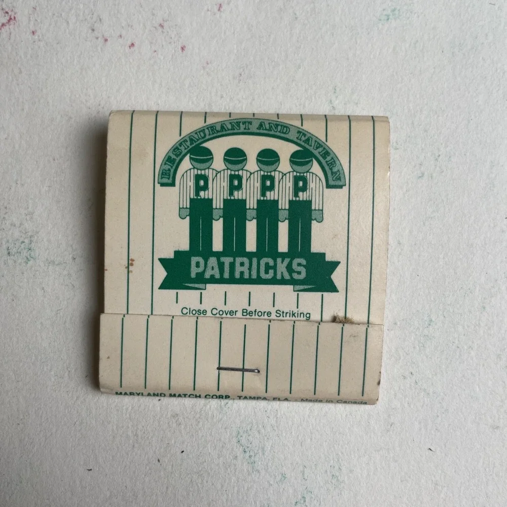 Patricks Restaurant and Tavern Matchbook Sarasota FL Matches Collectibles